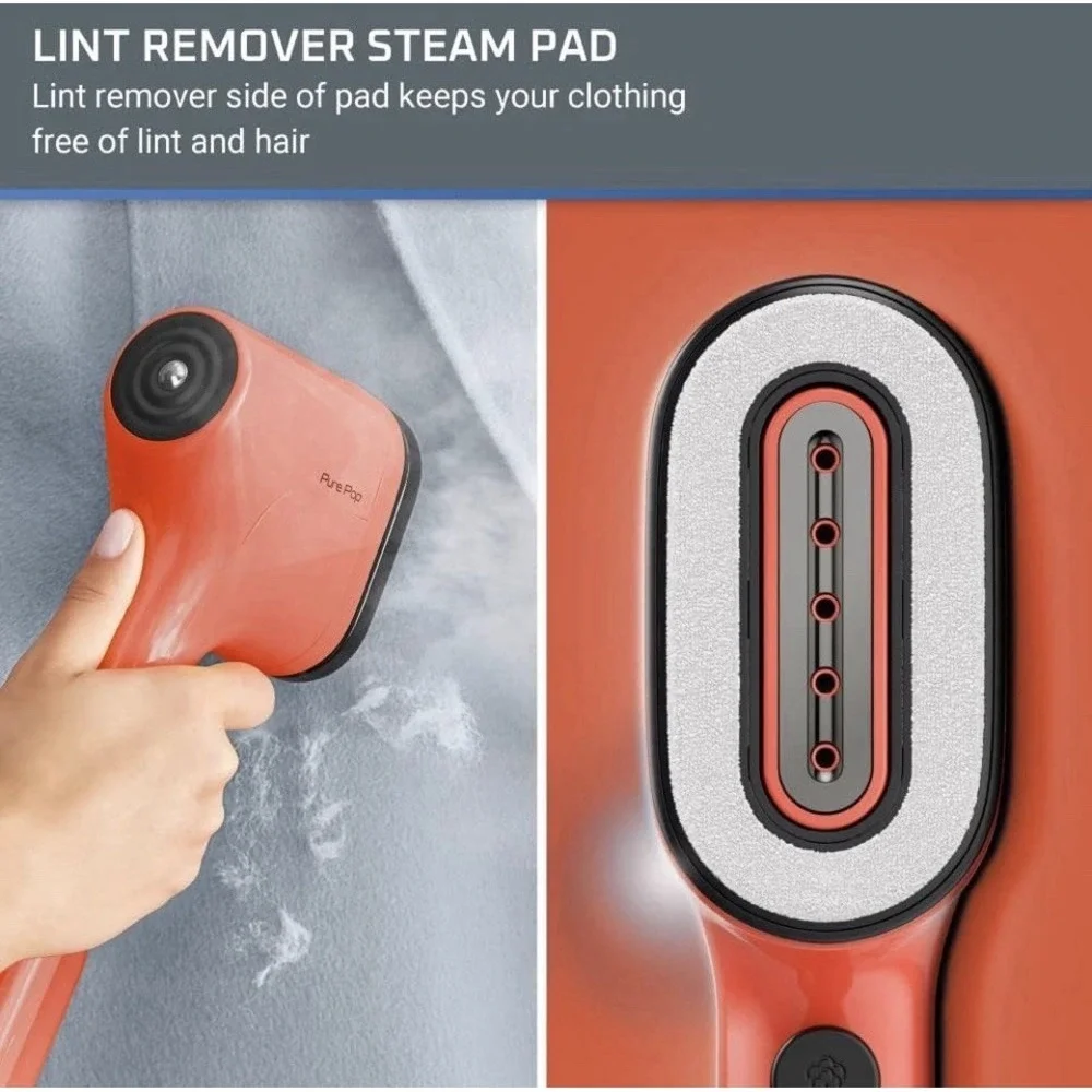 Rowenta Pure Pop Handheld Garment Fabric Steamer Red Lint & Velvet Pad 1150W